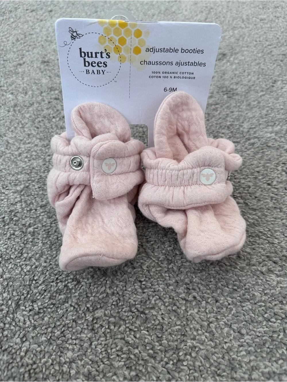 Burt's Bees Baby Pale Pink Adjustable Booties